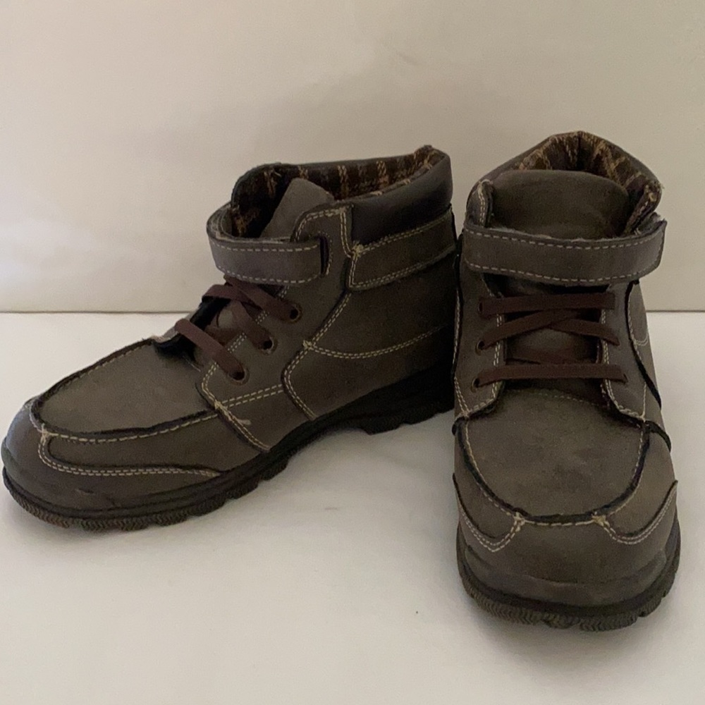 Sonoma Youth Boys Lace Up Faux Leather Ankle Brown Boots Size 5 - Picture 7 of 10